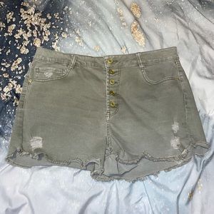 Green Denim Shorts